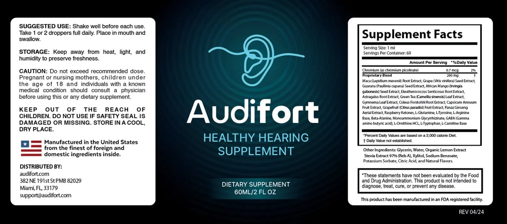 Audifort Supplement Label